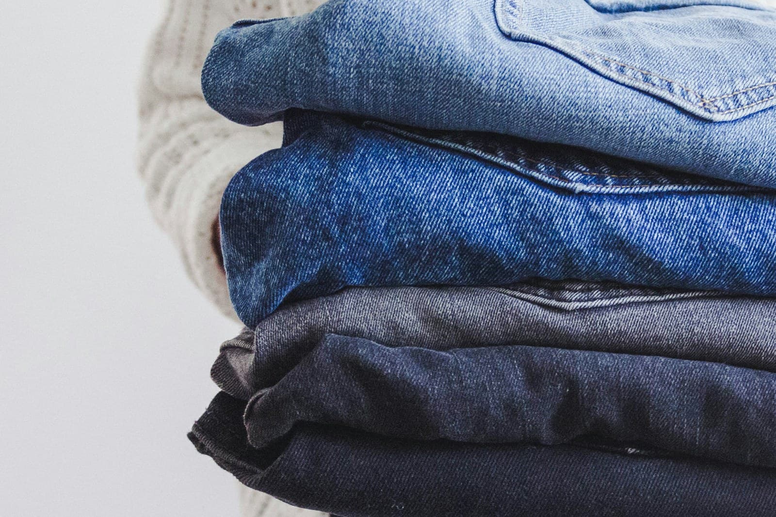 Premium denim jeans on production line